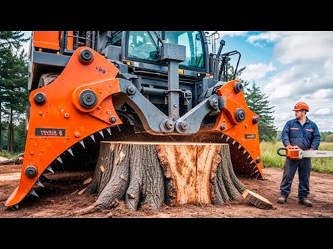 Extreme Dangerous Monster Stump Removal Excavator | Fastest Automatic Firewood Processing Machine