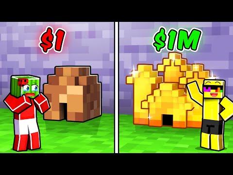 $1 VS $1,000,000 TINY HOUSE In Minecraft!