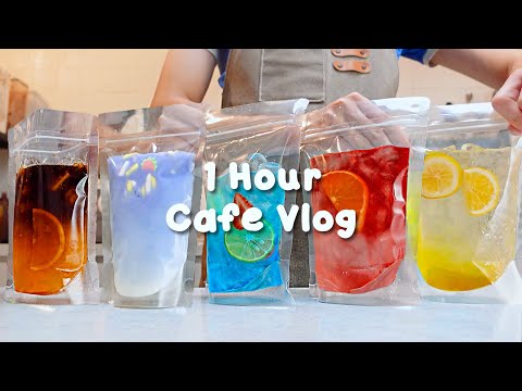 🥃지치고 힘들 땐 음료 ASMR로 힐링해요/주중의 여유로움/1시간 모음🌙1 Hour Vlog/Cafe Vlog/ASMR/Tasty Coffee
