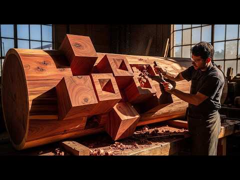 Turning Raw Logs to a Spectacular Work of Art | The Young Genius Guy Show His Tallent