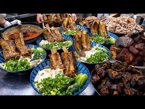Insane Chinese Giant Beef Rib Noodles!! 200 Bowls Sell Out Every Day / Korean street food