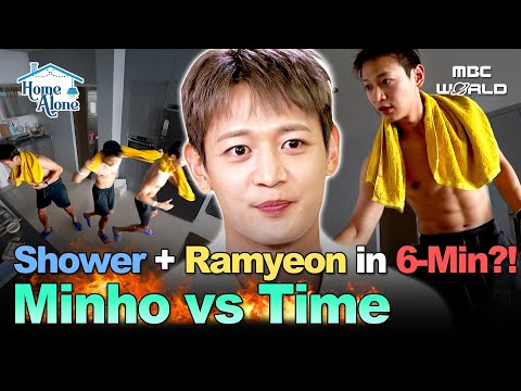 [Sub] Minho’s 6-Minute Daily Challenge: Ramyeon Boiling + Speed Shower Combo 😂#SHINee #Mukbang