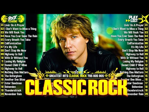 Top 100 Classic Rock Songs Of 80s 90s - Bon Jovi, Aerosmith, Queen, Guns N' Roses, Metallica, Queen