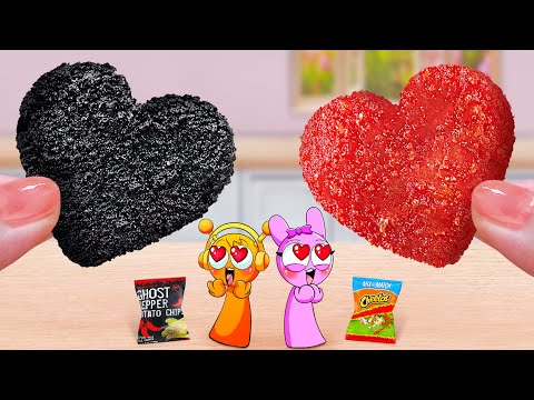 Help Sprunki 💖 Make Miniature Fried Chicken Heart Shape Cheetos and Ghost Pepper 💘 Mina Mini Kitchen