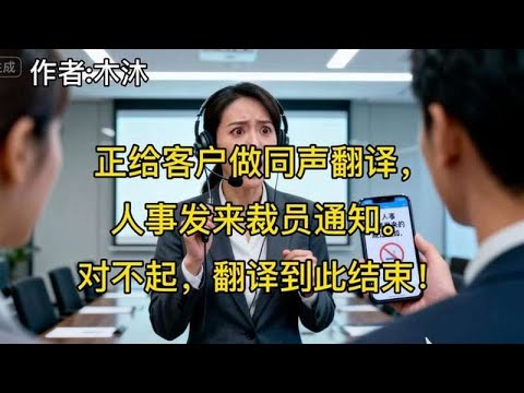 為客戶進行同步口譯時，突然收到人事部的裁員通知。抱歉，翻譯到此為止！
