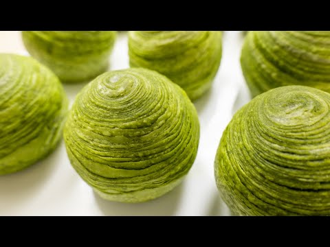Matcha Pastry, no kneading, perfect layers