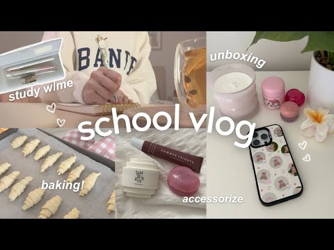 a *REALISTIC* school day in my life🌷🐇morning routine, bake w/me, unboxing CASEBANG accessories 𝜗𝜚˚⋆