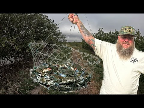 Roadside Crabbing with Ring Nets l 50 BLUE CRABS | Catch Clean Cook
