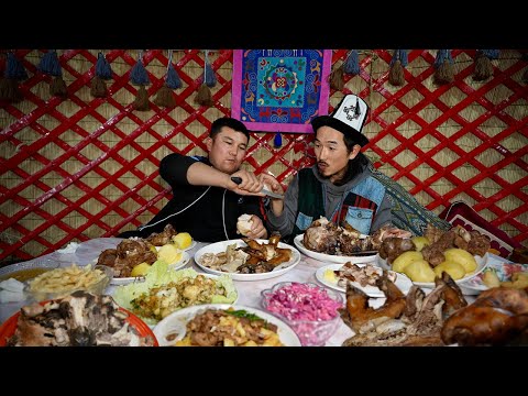 Crazy Stone Lamb with Nomad Family 🇰🇬 Local Market Street Food in Kyrgyzstan