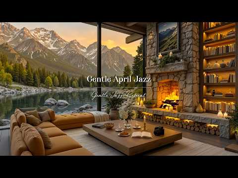 Positive Jazz in Lakeside Ambience | Gentle April Jazz in Tranquil Cabin to Inner Peace, Happy Mood