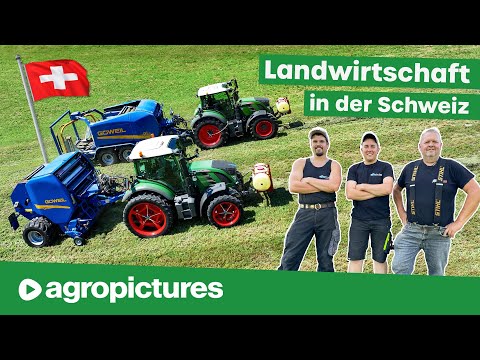 Agriculture in Switzerland | Göweil round baler on a steep slope | XXL dairy farm