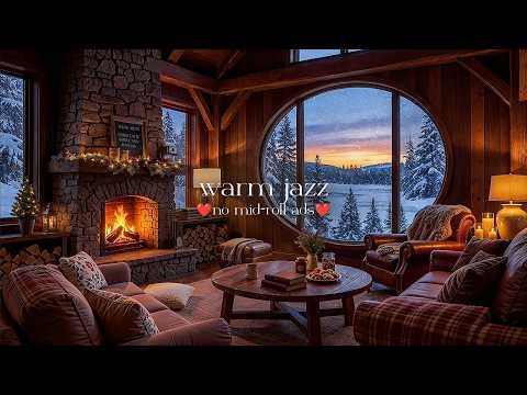 ❄️ Relaxing Warm Winter Jazz (NO MID-ROLL ADS) – Fireplace Ambience for Relaxation & Focus