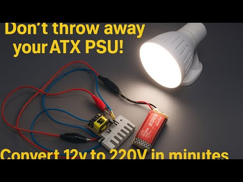 "12V to 220V Converter Made Easy! Turn an Old ATX Power Supply into a Powerful Inverter!"