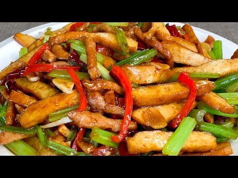 难怪饭店的芹菜香干肉丝那么好吃？原来诀窍在这里，3分钟就学会【楠妹厨房】