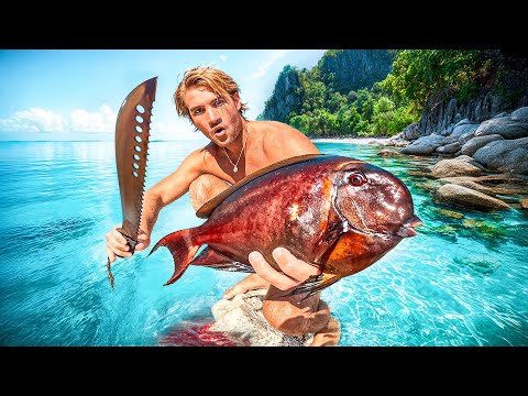Solo Survival On A Exotic Uninhabited Island With No Food (Catch n Cook)