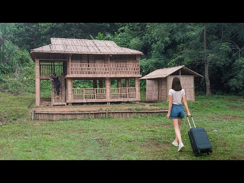 I Spent 60 Days Building a 2-story Bamboo House After 16 Years Back from The Bustling City