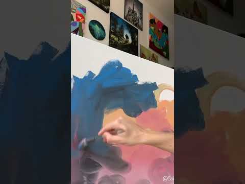 Using lots of acrylic colors to create clouds #artwork #acrylicpainting #cloudpainting