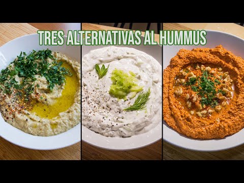 Baba Ganoush, Tzatziki and Muhammara, three alternatives to hummus