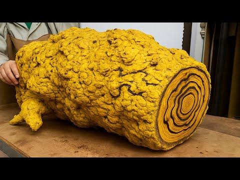 A Log Weighs Tens Of Kilos–Try Cutting It To See What's Inside!Transforming A Log Into A Work Of Art
