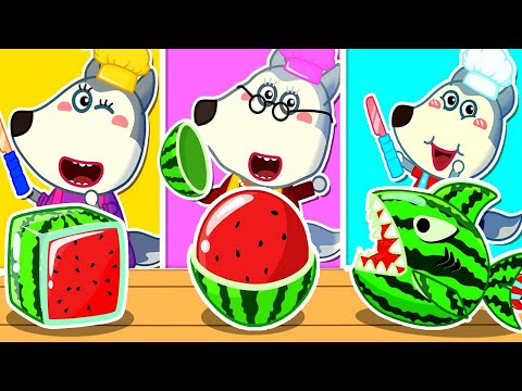 Creative Challenge with Watermelon | Series Fun Playtime With Wolfoo | Cartoon for Kids