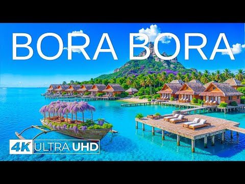 [4K] Bora Bora 2025 🇵🇫 Ocean Serenity & Majestic Mountain Peaks Aerial Views  Deep House Chill Music