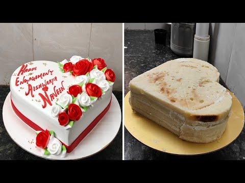 Engagement Cake Design|Heart Shape Engagement Flower Cake Recipe|2Kg Heart Shape cake