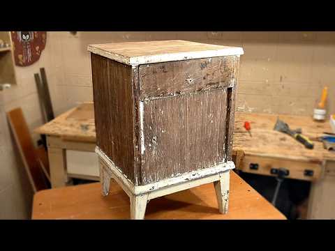 Restoring painted old cupboard.