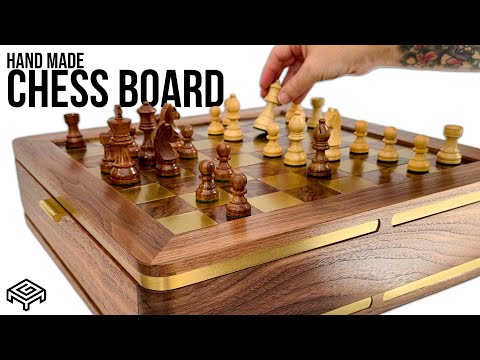 I Made The Ultimate Chessboard from Walnut & Brass (with drawers for the pieces) - Woodworking