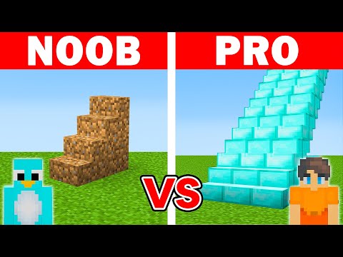Minecraft NOOB vs PRO: LONGEST STAIRCASE BUILD CHALLENGE