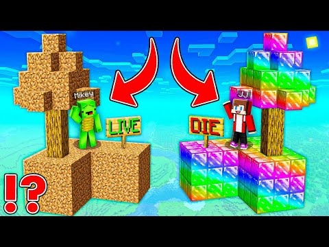 Which JJ and Mikey Choose : SKYBLOCK DIRT Poor vs RAINBOW Rich Battle in Minecraft - Maizen