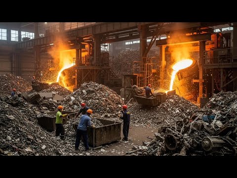 Recycling Process of Old Metal Scrap to Make Iron Rods | Waste Recycling