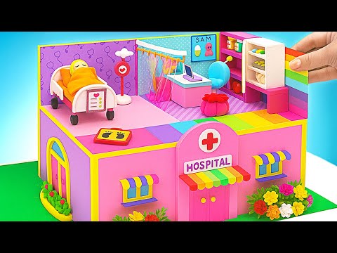 DIY Pink Miniature Hospital & Doctor Kit! 🏥💖 Easy Clay & Cardboard Crafts for Kids