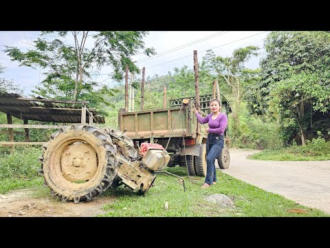 The girl started assembling the engine and body of the agricultural tractor, will it run?