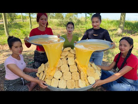 Amazing cooking noodle chesses with fresh egg recipe in my countryside