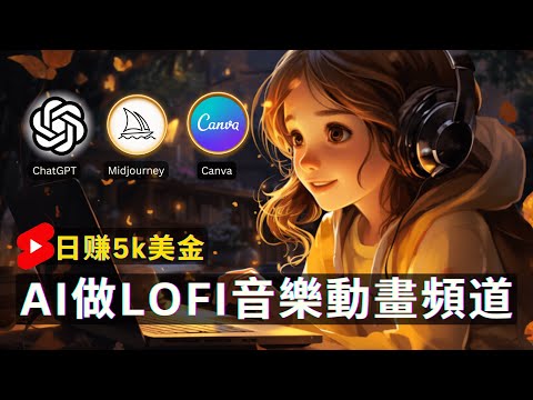 【保姆級實操】用AI做可盈利的LOFI音樂動畫頻道，日賺5k美金，無版權影音獲取，AI音樂生成工具實測