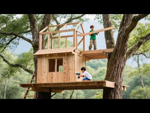 Two Men Builta Secret Treehouse in the Forest  | Full Project | @menyatudialam