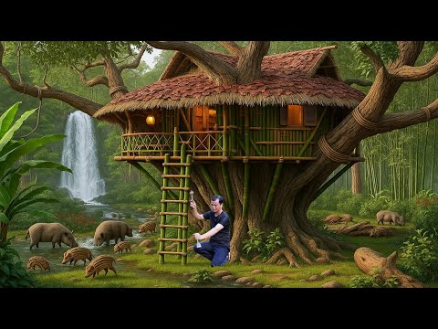 Building a Bamboo House On An Ancient Tree | The Challenge Of Building A House in The Deep Forest