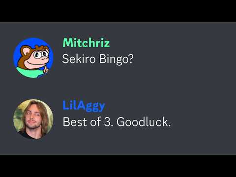 I challenged LilAggy to a Sekiro BINGO Race (Lockout)