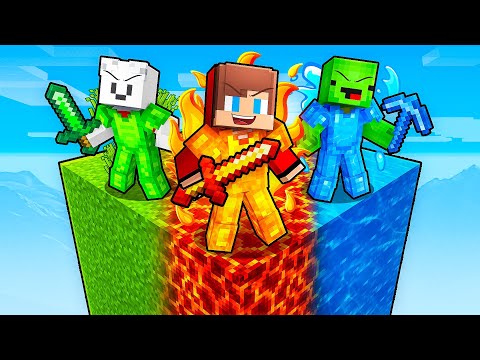 JJ and Mikey STUCK on an One ELEMENTAL CHUNK in Minecraft - Maizen