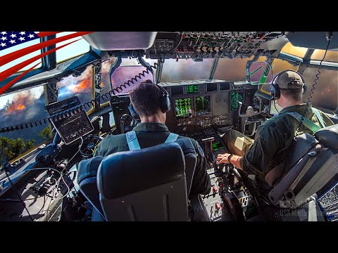 C-130 Cockpit Views: Pilots Battling California Wildfires