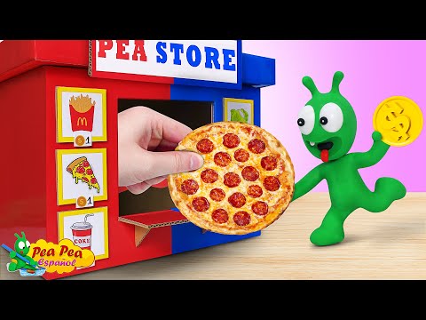 Pea Pea Juega a Fingir con la Máquina Expendedora de Comida Caliente y Fría - Pea Pea Español