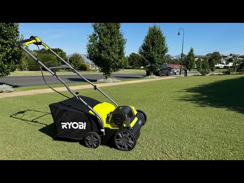 I tried the Ryobi 36v battery Scarifier to renovate my Santa Ana Couch / Bermuda Grass Lawn