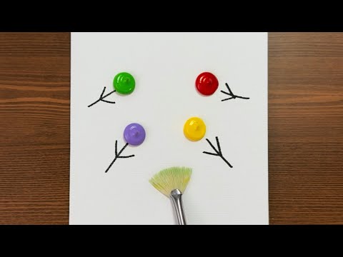 Easy and Simple Painting of Red, Yellow, Purple, and Green Trees | Acrylic Painting for Beginners