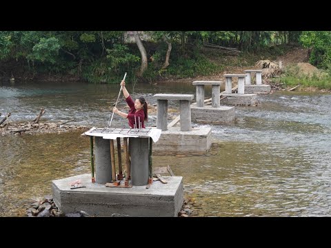 Full video: My Travel Holiday 125 Days Building iron bridge 10k$ over stream to the island off grid