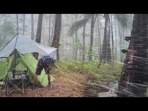 RELAXING CAMPING IN HEAVY RAIN ⛈️ NEW CAMPING TENTS FOR SAFE AND COMFORTABLE RELAXING IN THE RAIN