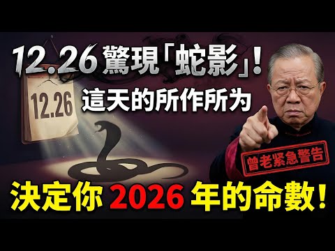 12.26驚現“蛇影”！曾仕強緊急提醒：這一天發生的事，決定你2026整年命數。#曾仕强 #易经 #国学智慧 #2025运势 #2026运势 #蛇年运程 #马年运程 #己巳日 #伏吟 #蛇影