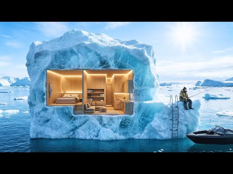 This Man Built a SECRET HOUSE INSIDE an ICEBERG  — Building a house in the open sea (ASMR)