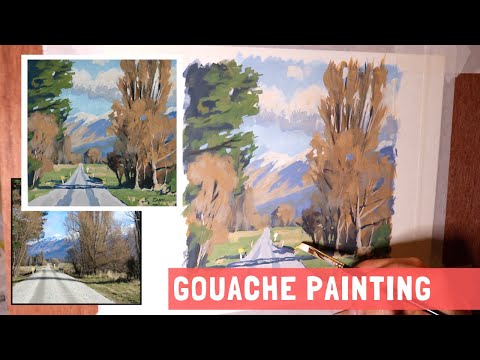 How to Paint a WINTER LANDSCAPE Using GOUACHE Paint