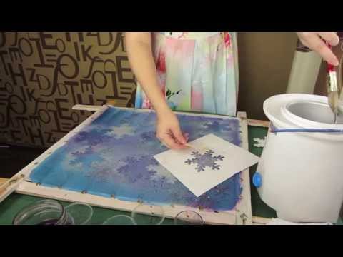 DIY silk painting with hot wax how to draw step by step Snow in hot Batik technique