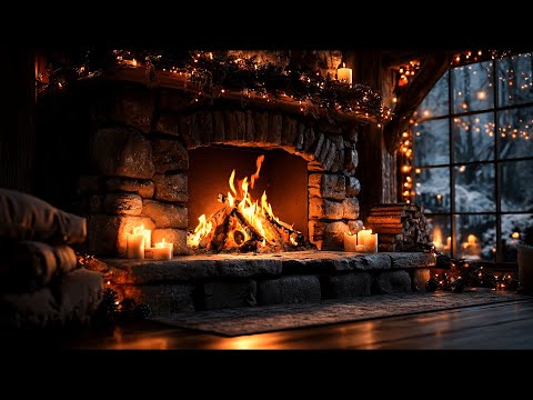 Winter Fireplace 4K with Crackling Logs in a Cozy Cabin Ambience to Relieve Stress and Insomnia